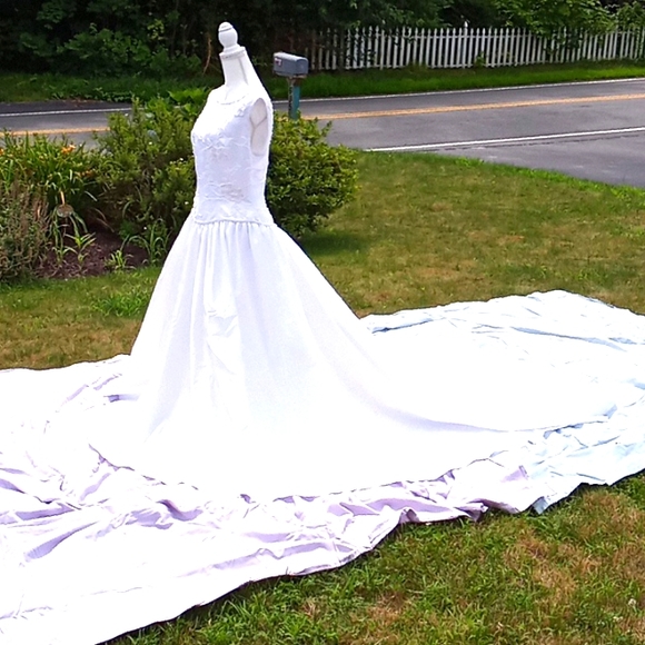 Custom Dressmaker-Made Satin Wedding Dress. - Picture 1 of 10